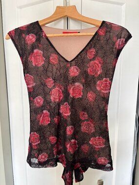 Vintage 'Tension' Brand Rose Top